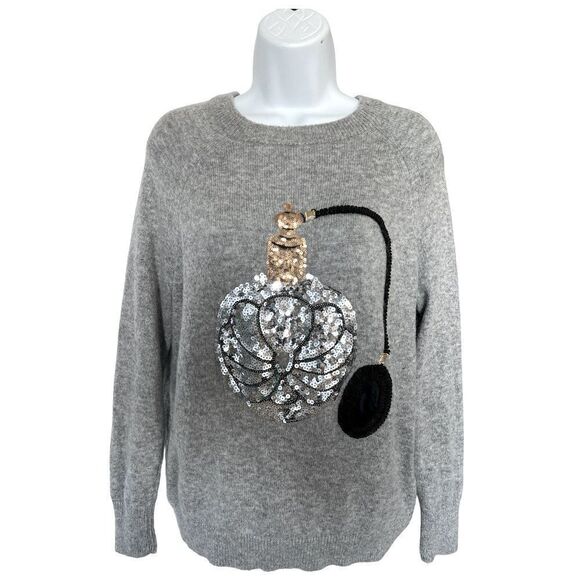 H&M Sequin Perfume Bottle JumperColor Grey Size M. - Picture 1 of 8